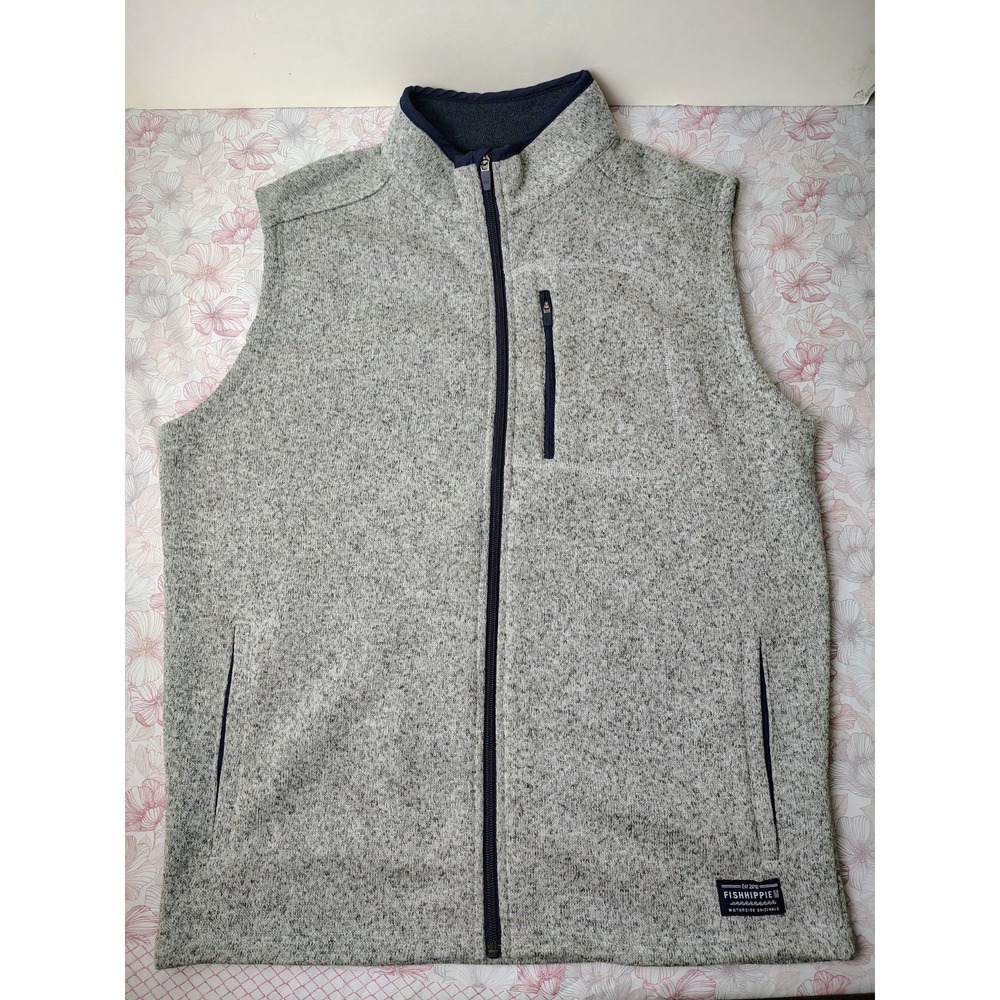 Fish Hippie Banyan Fleece Vest Full Zip– Gray Size L